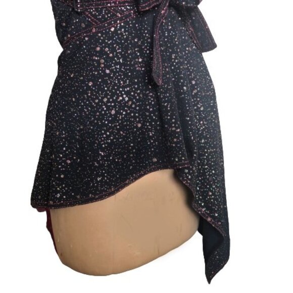 NWT Seis Marjan Genevieve asymmetric glitter sparkle crepe top - Picture 16 of 16